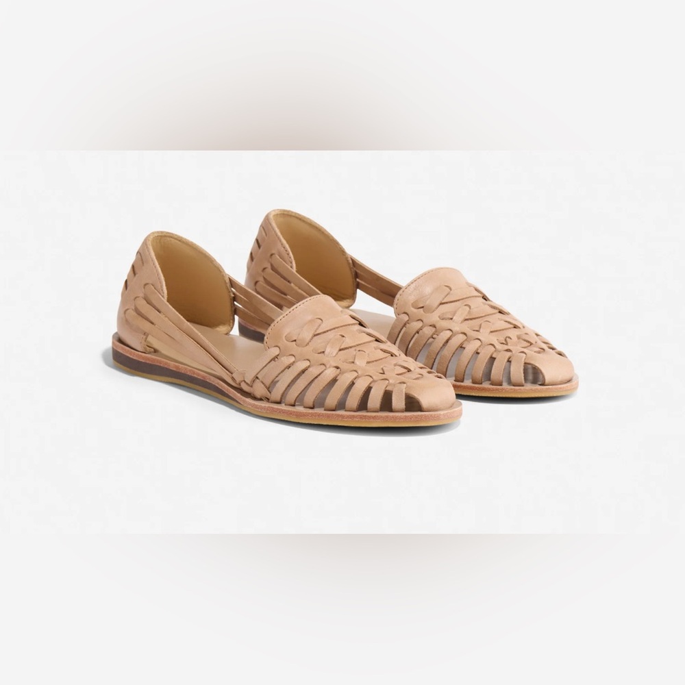 SOLD NEW NISOLO Womens Huarache Leather Sandals In Almond $138 MSRP